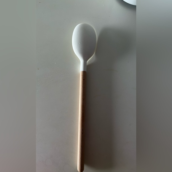 Crate & Barrel White Silicone and Wood Spoon - Picture 3 of 3